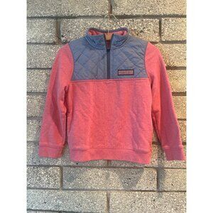 Vineyard Vines Kids Quilted 1/4-Zip Pullover Sweatshirt Size 7 Heathered Pink &